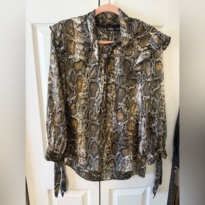 Zara Women's Snake Print Blouse - Brown and Black